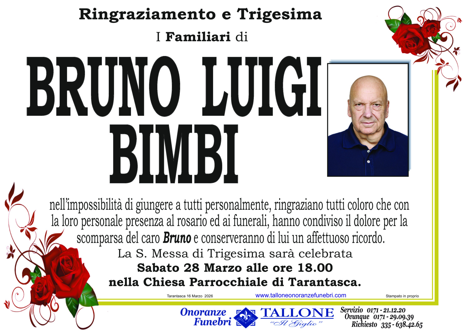 <br />
<b>Warning</b>:  Undefined variable $info in <b>/home/tallone/public_html/ringraziamenti.php</b> on line <b>68</b><br />
Bruno Luigi Bimbi